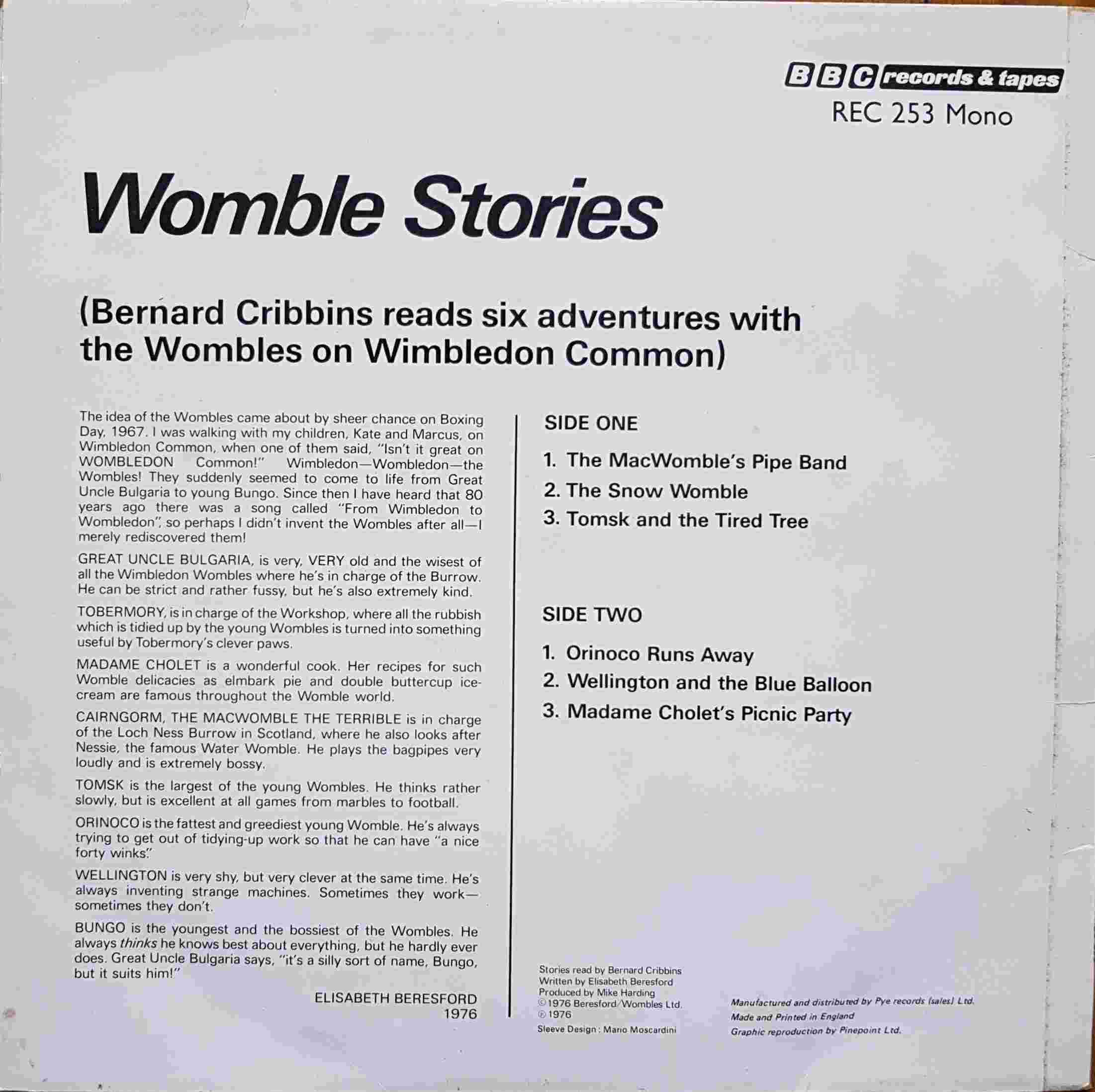 Picture of REC 253 Womble Stories by artist Bernard Cribbins from the BBC records and Tapes library